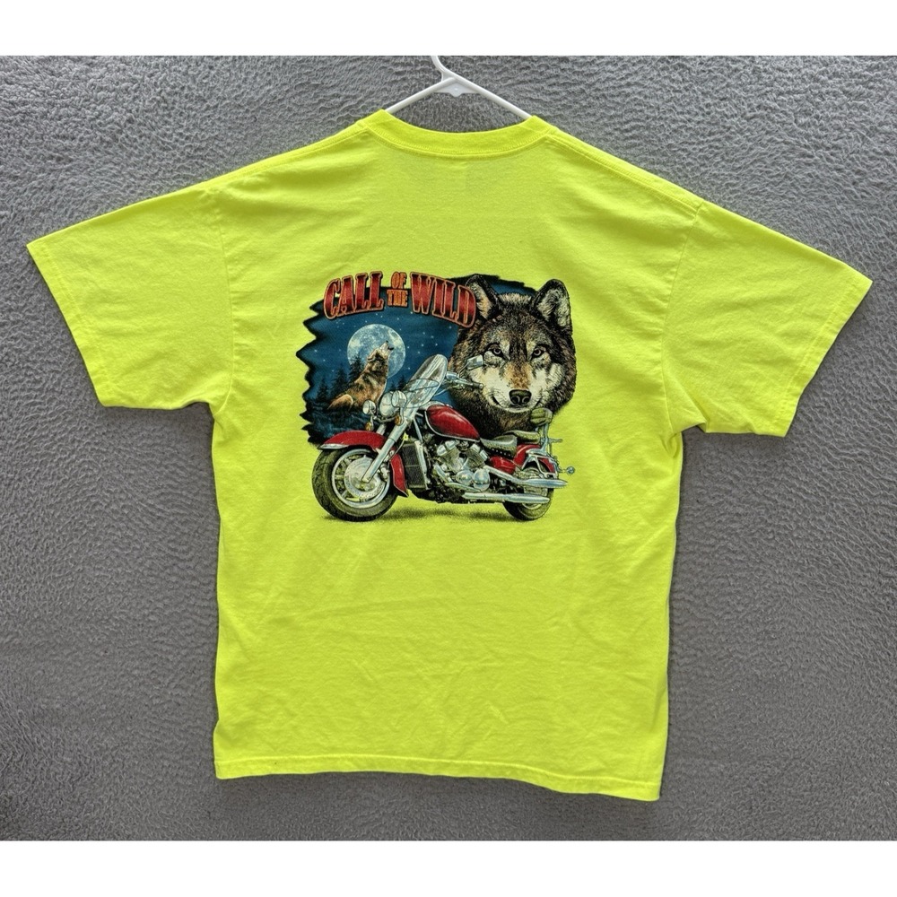 Harley Davidson Shirt Adult Large Yellow Motorcycle Biker Grunge Nature Y2K